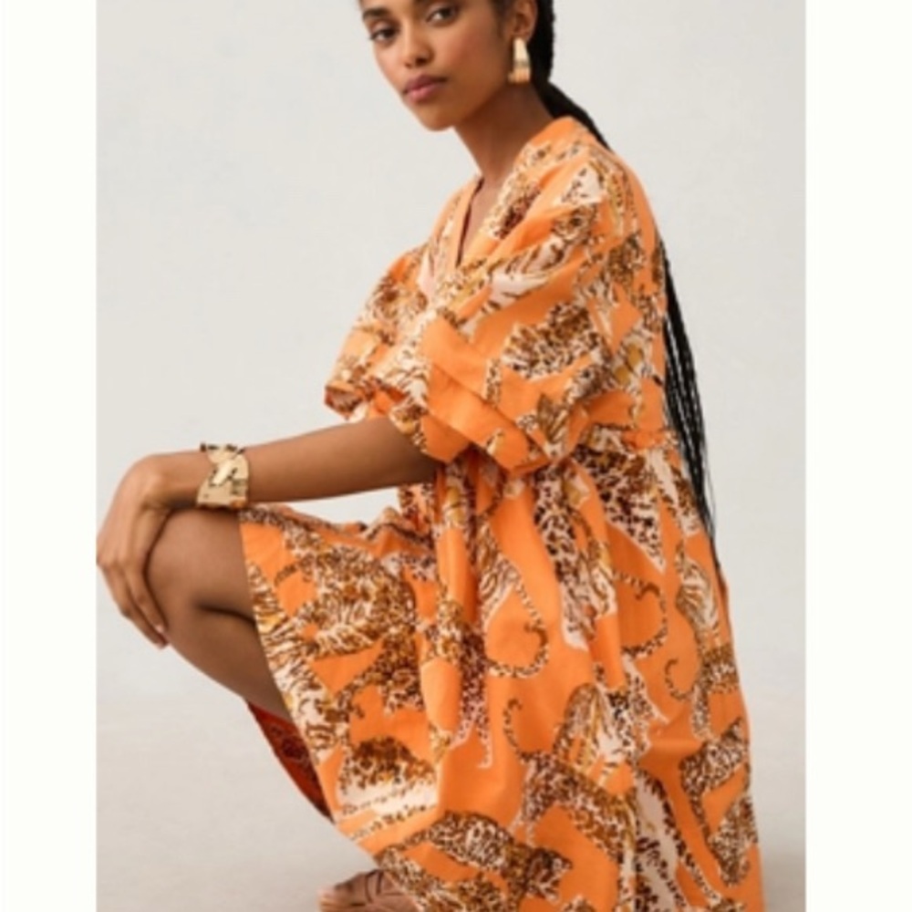 Maeve Orange Leopard Print Mini Dress